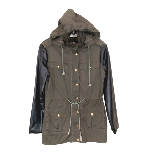 Kersh Jackets & Coats Kersh Vegan Leather Cotton Military Utility